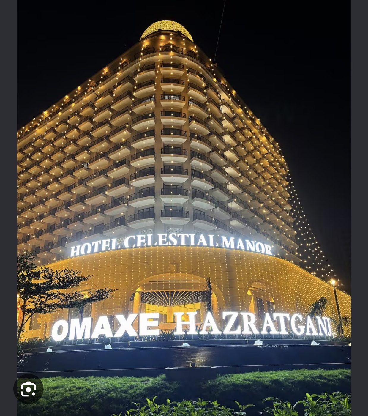 Hotel Celestial Manor building, Omaxe Hazratganj, Lucknow, lit up at night